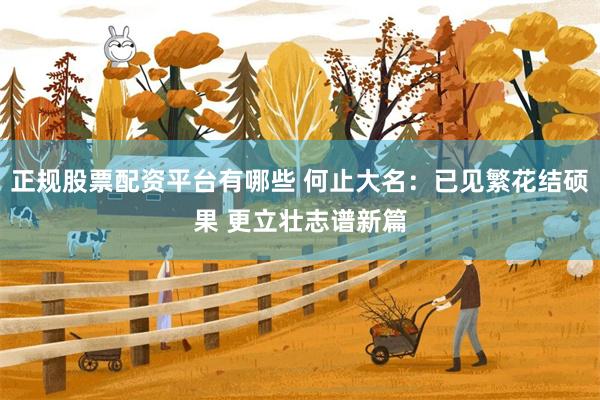 正规股票配资平台有哪些 何止大名:已见繁花结硕果 更立壮志谱新篇
