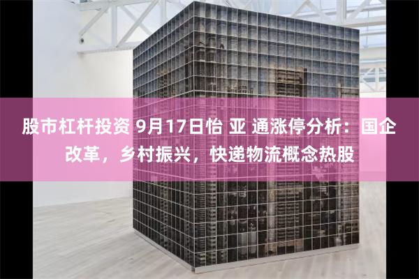 股市杠杆投资 9月17日怡 亚 通涨停分析:国企改革,乡村振兴,快递物流概念热股