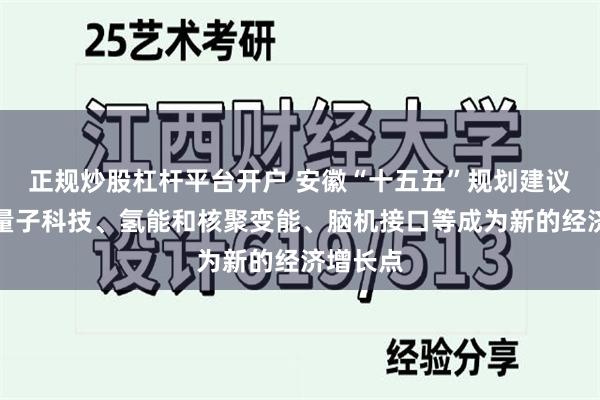 正规炒股杠杆平台开户 安徽“十五五”规划建议：推动量子科技、氢能和核聚变能、脑机接口等成为新的经济增长点